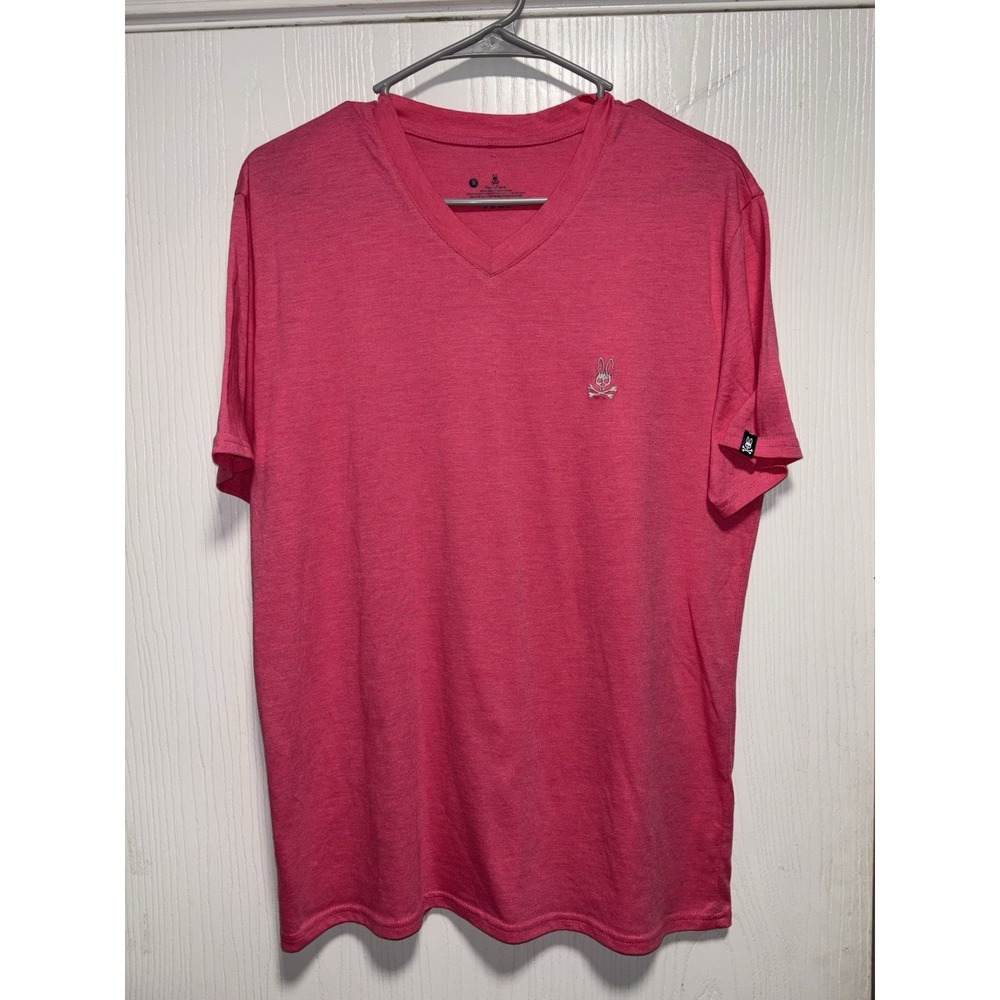 Psycho Bunny Men's Pink V-neck Pima Cotton T-shirt Size Small